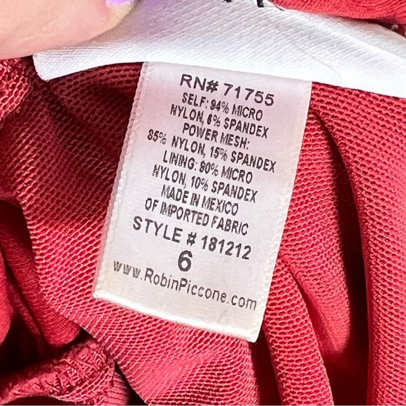 ROBIN PICCONE Lina Ruffle V-neck One Piece Size 6 Brick Red - Picture 12 of 12